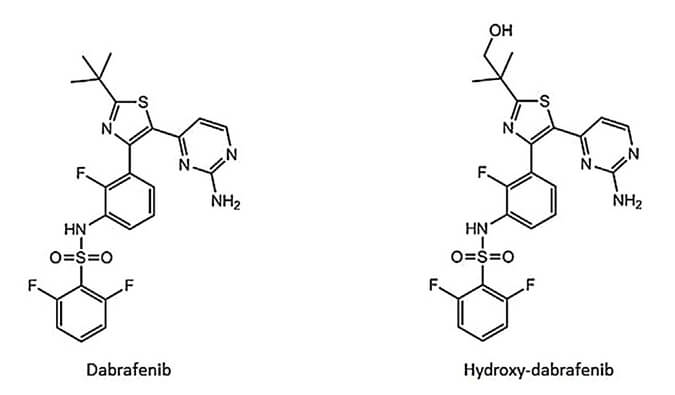 开发并验证新的LC-MS/MS方法，用于定量人血浆中达拉非尼及其主要代谢物羟基达拉非尼 (OHD)。本研究中OHD(纯度>99%)通过HJC黄金城平台合成